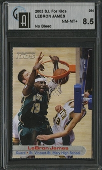 2003 S.I. For Kids #264 LeBron James (No Bleed) Rookie Cards Hoard (500) - All Graded GAI NM-MT+ 8.5